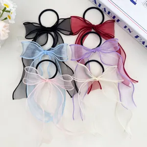 Schattige organza strik haar elastiekjes, kleurrijke elastische haarbanden voor dagelijks.