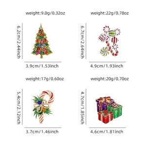 Tableau détaillé des tailles et poids pour divers modèles de broches de Noël festives