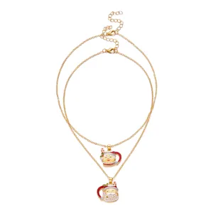 Collana di Natale a doppio strato con ciondoli a forma di tazza di Babbo Natale festivi
