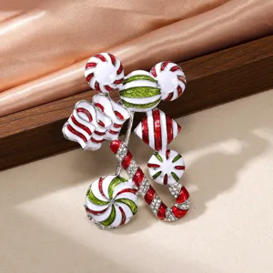 Broche de Noël exquise avec émail rouge et vert et strass étincelants pour les fêtes