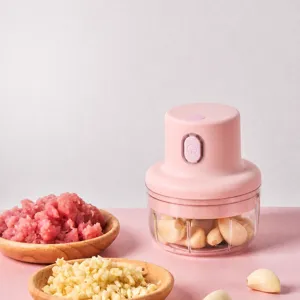 Wireless electric garlic chopper mini portable garlic masher kitchen food processor pink