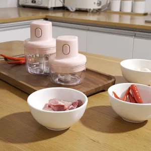 Mini electric garlic chopper for kitchen, wireless portable food processor for vegetable mincer.