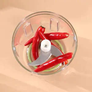 Mini manual electric garlic chopper transparent food processor kitchen vegetable cutter tool