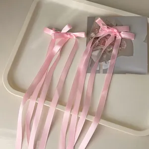 Set mollette per capelli fiocco rosa, accessori per capelli treccia nastro lungo.