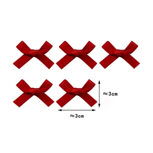Red ribbon bow mini hair clip set, 3cm sweet cute hair accessories for daily styling.