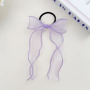 Paarse organza strik haarband zoete lint haarelastiek voor dames en meisjes dagelijkse styling.
