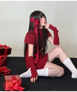 Extra large red satin long ribbon bow hair clip sweet Korean style cute hair accessory