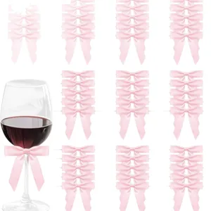 Pink satin ribbons for party decoration candy bags gift wrapping baking 50pcs
