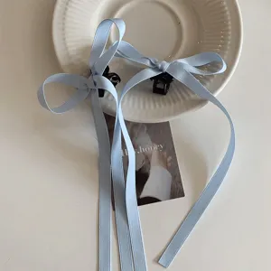 Cute balletcore long ribbon hair claw clip sweet light blue bow hair accessory for women
