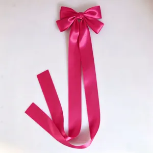 Extra large satin long ribbon bow hair clip, sweet Korean style cute sweet hair accessory.