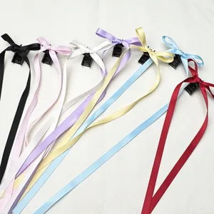 36cm long ribbon bow hair claw clip, sweet balletcore hair accessory, cute Y2K fairy style.