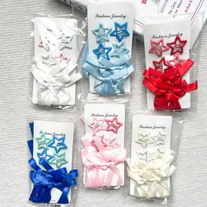 Set di 6 mollette per capelli a stella con fiocchi accessori carini per donne e ragazze