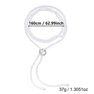 Λεπτομερής προβολή μήκους 160cm και βάρους 37g για το μακρύ μαργαριταρένιο κολιέ.