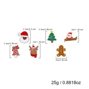 Detailed dimensions and weight of the festive 6-piece Christmas enamel pin set