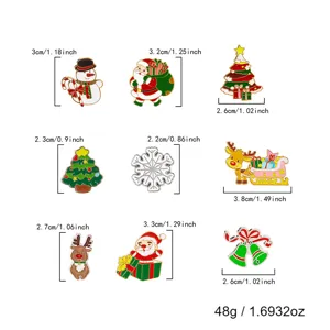 Detailed dimensions and weight specifications for Christmas cartoon alloy brooch set
