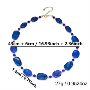 Detaillierte Maße der böhmischen blauen unregelmäßigen Acryl-Perlenkette Choker