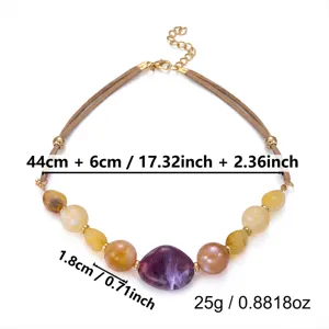 Retro-Boho-Halskette mit unregelmäßigen Acrylperlen, Maße 44+6cm und Gewicht 25g