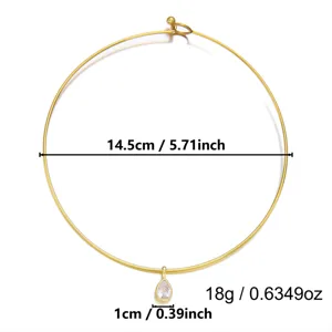 Dimensions et poids détaillés pour le tour de cou en acier avec pendentif zircon
