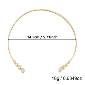 Dimensions détaillées et affichage du poids du collier en acier inoxydable doré et CZ