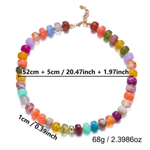 Vue détaillée du collier de perles dopamine colorées avec poids et dimensions spécifiques.