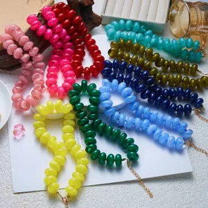 Vibrant multi-color resin beaded necklaces in Bohemian style for women's fashion jewelry