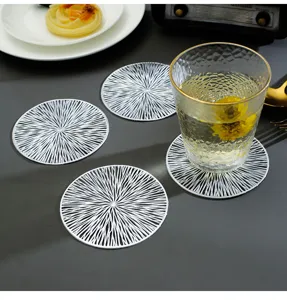 Silver round PVC hollow cup coasters heat resistant drink mats for dining table home decor
