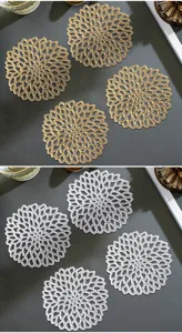 Hollow flower round PVC coaster heat resistant coffee tea cup mat decorative table placemat