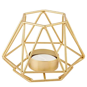 Modern geometric metal candle holder gold tea light stand for home wedding table decor