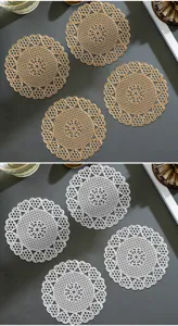 PVC Herz Hohl Untersetzer Set, Gold Silber skandinavischer Stil hitzebeständig Matten.