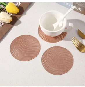 Detailed shot of hollow bronzed PVC coaster showing exquisite textured design for table decor.
