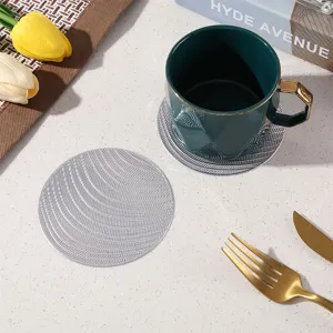 Round hollow PVC coaster thermal insulation coffee cup mat gold stamping table mat chic style