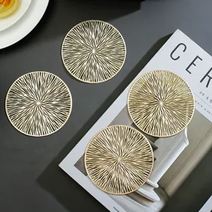 Creative Hollow Out Fireworks PVC Coaster Heat Insulated Round Cup Mat For Coffee Wine Home Table Dining Table Decoration