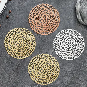 Round hollow PVC coasters set heat insulation coffee tea cup mats table placemats decor