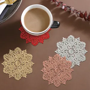 Sous-verre flocon de neige PVC de Noël tapis de tasse isolant thermique pour café