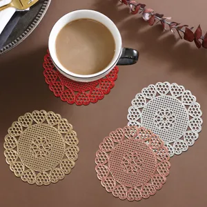 PVC Herz Tassenuntersetzer Set Luxus hohle Kaffeetassenmatte wasserdicht hitzebeständig