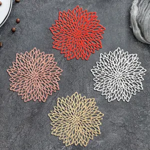Sets de table ronds en PVC ajouré, dessous de verre résistants à la chaleur pour tasse et café