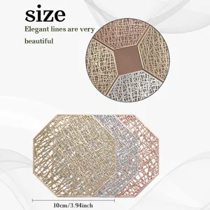 Posavasos de PVC hueco metalico aislamiento termico alfombrilla oro plata 10cm.
