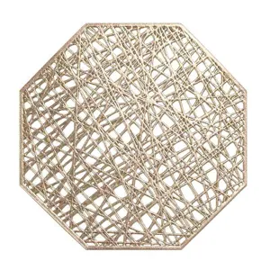 Posavasos de PVC hueco dorado alfombrilla de taza geométrica con aislamiento térmico