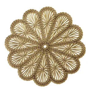 Gold hollow flower PVC round coaster thermal insulation coffee cup mat home decor