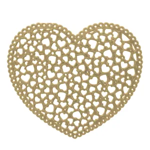 Gold heart hollow PVC coaster luxury table mat waterproof non-slip metallic home decor