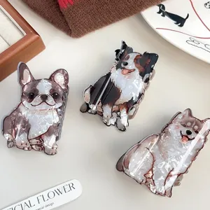 Pinces à cheveux mignonnes en PVC en forme de chien avec bouledogue français et Shiba Inu.