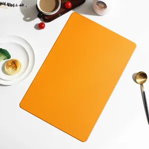 Orange rectangular leather placemat scene detail, modern heat resistant dining table mat