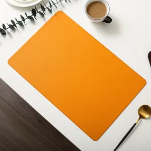Orange leather placemat rectangular heat-resistant table mat minimalist modern dining decor