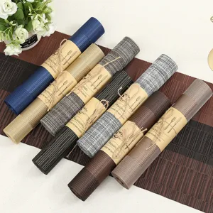 Woven vinyl placemats roll table mats heat resistant waterproof kitchen dining table decor