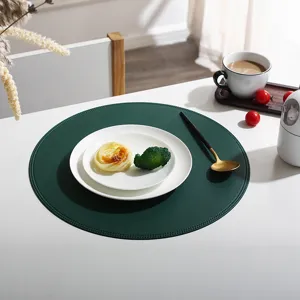 Round leather placemat waterproof oil-proof heat-insulating table mat solid color