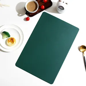 Green leather place mat, rectangle waterproof heat resistant table mat for dining table.