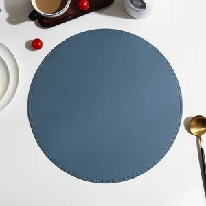 Round leather placemat waterproof oil proof heat resistant table mat European solid color kitchen decor