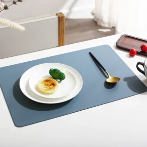Minimalist solid color leather placemat rectangular table mat heat insulation pad for dining table