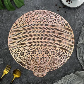 Hollow PVC Placemat Heat Resistant Metallic Gold Western Table Mat Nordic Dining Decor