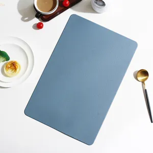 Solid color leather placemat rectangular heat insulation mat for home table dining decor